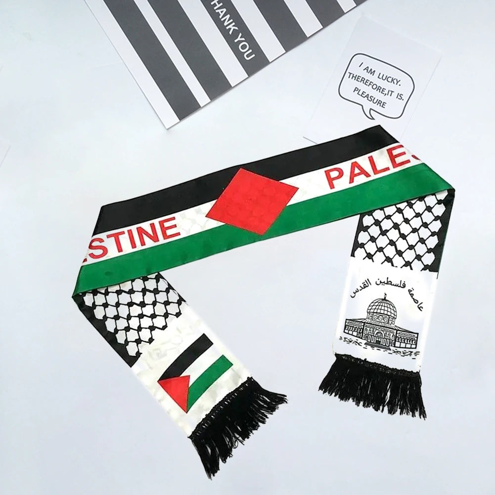 30-1PC Palestine Shawl Flag Scarf Palestine Scarf Printing Satin Palestinian Flag Scarf Palestinian National Day Scarves