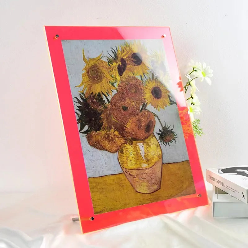 Acrylic Picture Frames,Color Desk Picture Frames with Stand,Modern Frameless Floating Frame for Desktop Display Gift Home Office