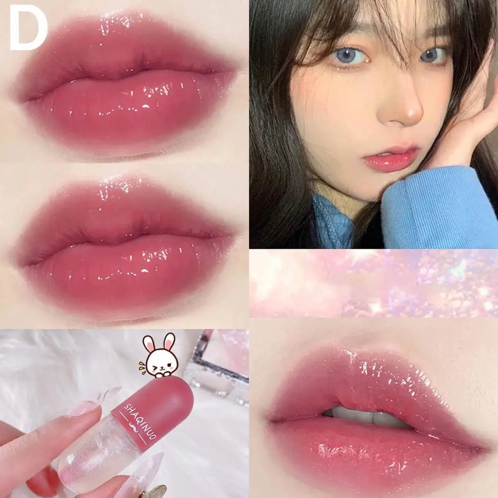 4Colors Lip Gloss Set Water-Gloss Lip Glaze, Moisturizing, Waterproof, Non-Stick Cup, High Pigment & Long-Lasting