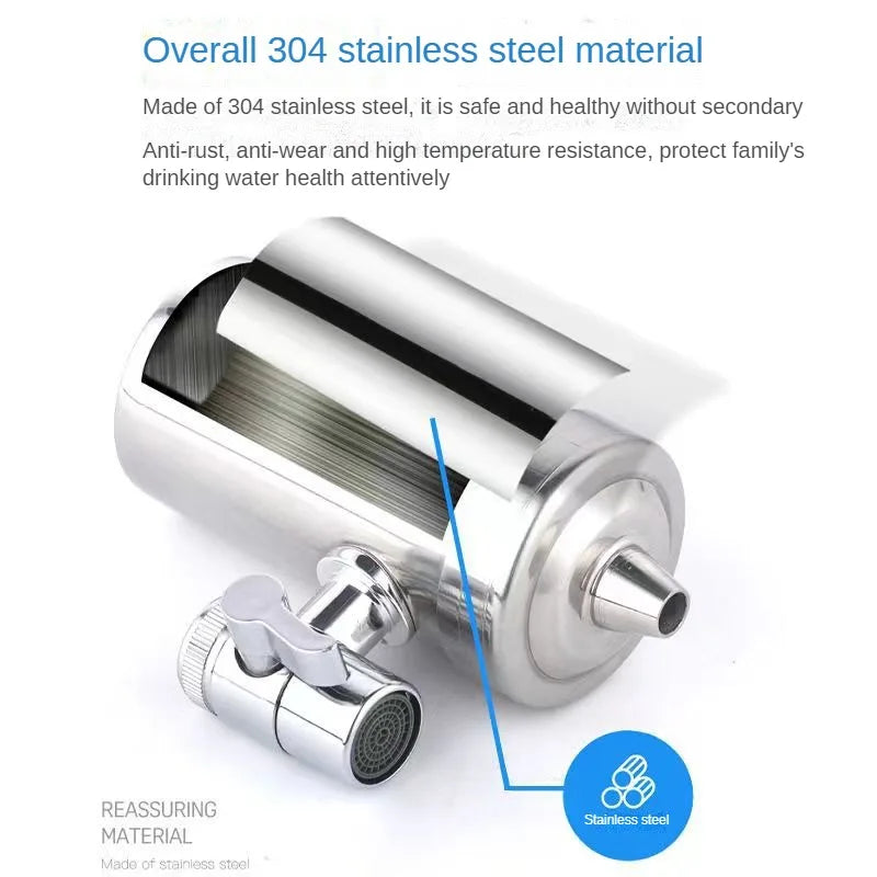7 Layer 0.1μm Drinking Water Faucet Purifier Eco Tap Filter Stainless Steel Ceramic Activated Carbon KDF Cartridge Home Kitchen