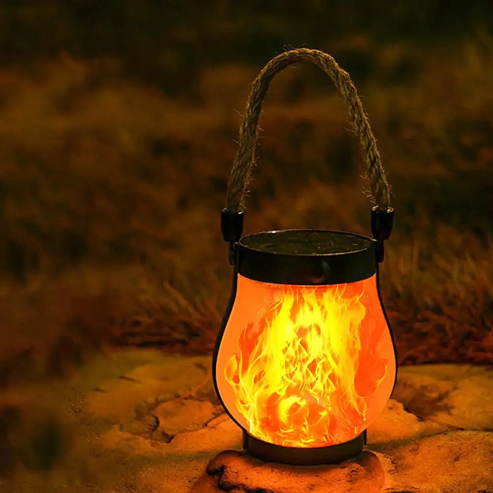 Solar Lanterns Outdoor Waterproof With Realistic Flickering Flame, Dual Charging (USB/Solar) For Yard Patio Garden Porch Decor