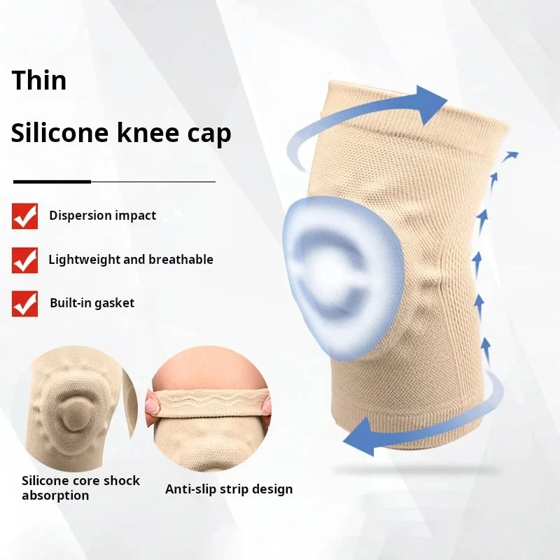 Silicone Knee Pads Skating Fitness Dance Sport Sknee Pads Basketball Pressurized Cycling Roller Skating Silicone Thin Knee Pads