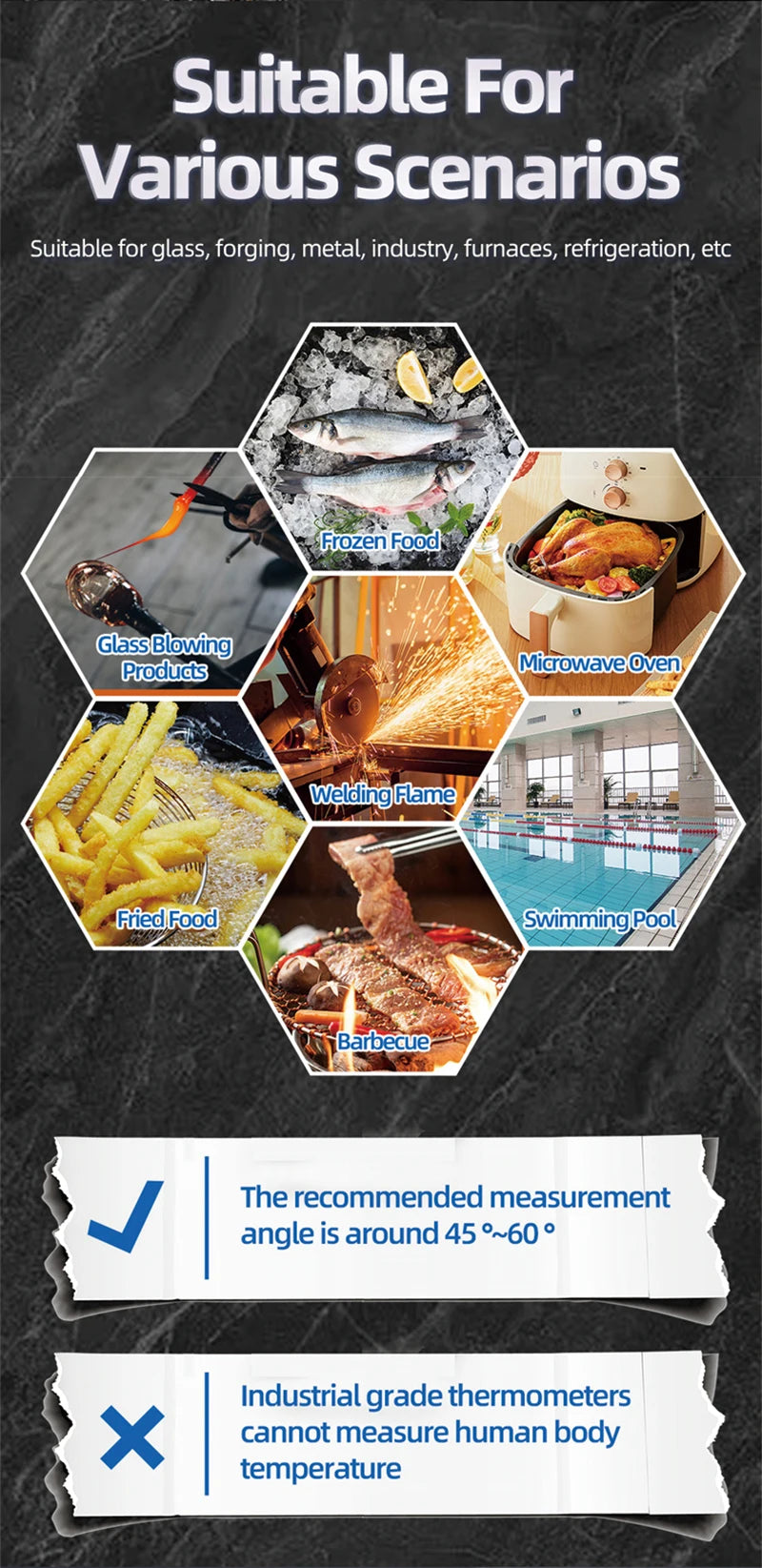 Infrared Thermometer Laser Temperature Gun -20℃~380℃  -4℉~716℉ Digital Ir Thermometer Temp Gun Heat Gun For Barbecue Cooking