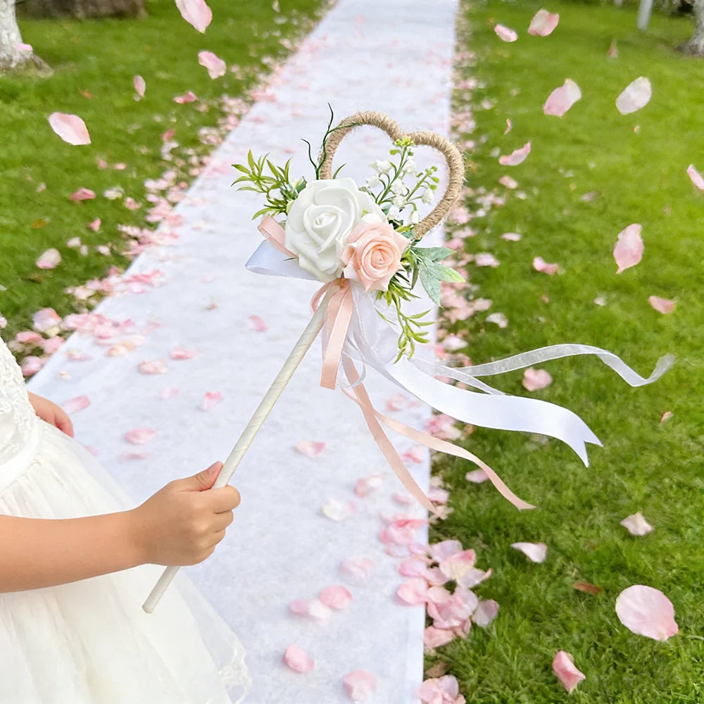 Wedding Love Fairy Wand, Flower Girl Wand Bridesmaids Holding Flower Wands Brides Holding Magic Wands Wedding Photography Props