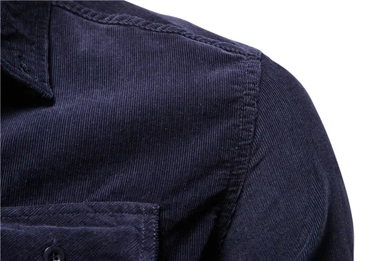 New Single Breasted 100% Cotton Men's Shirt Business Casual Fashion Solid Color Corduroy Men Shirts Autumn Slim Shirt Men