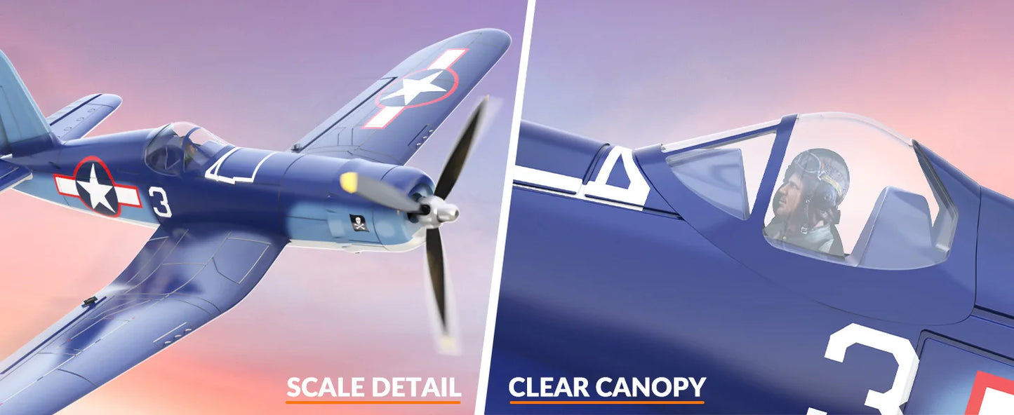 Volantex New F4U Corsair RC Plane EPP Foam 400mm Wingspan 4CH 6-Axis One Key Aerobatics XPilot Stabilization System RTF Airplane