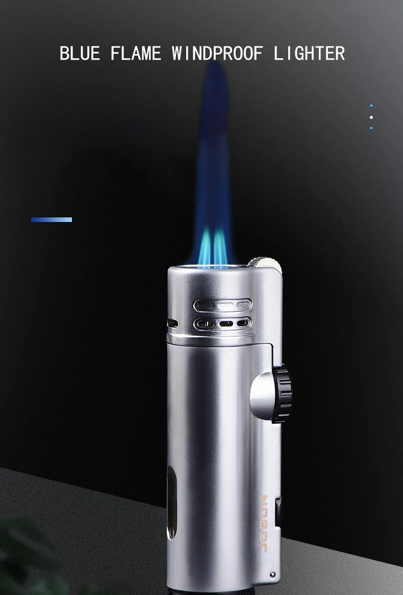 JOBON Inflatable 4 Torch Jet Windproof Lighter Metal Grinding Wheel Flint Lighter Gas Butane Inflatable Gift Cigar Lighter