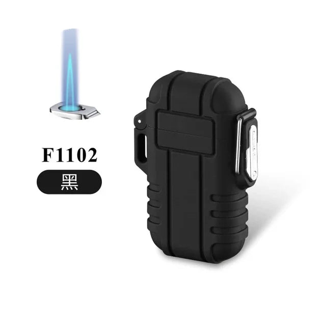 Outdoor Waterproof Lighter with Lanyard Portable Blue Flame Jet Lighter Butane Turbo Cigar Lighter Camping Wading Men's Gadgets