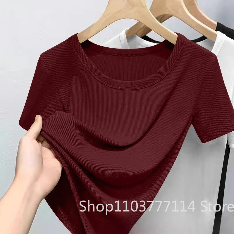 Summer woman O Neck T-Shirt Fashion Trendy Loose Fit Short Sleeve Soft Breathable  Casual Tops Daily Wear Street Style Outfits