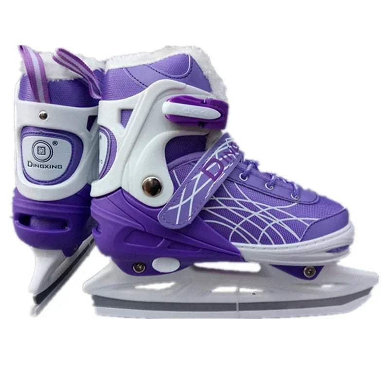 Adjustable Size Speed Skating Shoes Thermal Stretchable Ice Skates Ski Shoes Thicken with Ice Blade for Kids Adult Men And Women