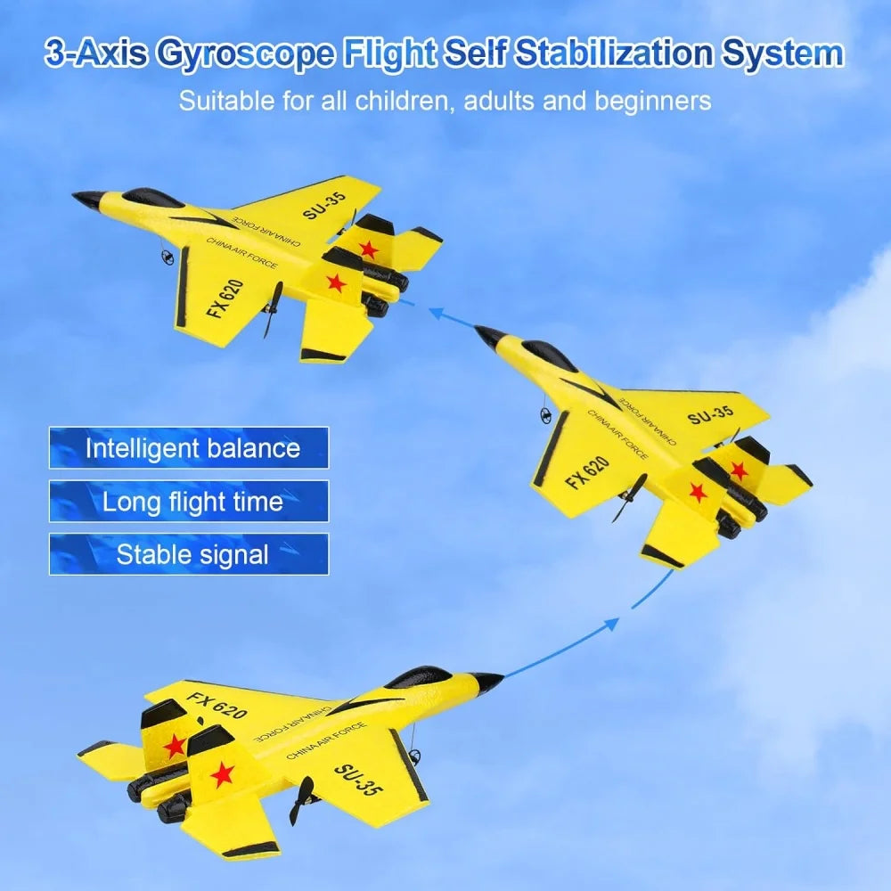 RC Foam Aircraft SU35 Plane 2.4G Radio Control Glider with Night Lights Remote Control Fighter Glider Easy to Fly for Boys Gift