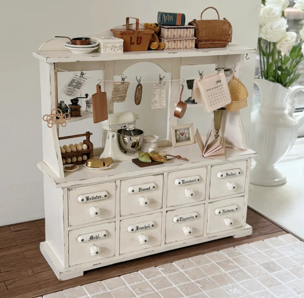 French Storage Furniture Set  StowCraft Realistic 9-Grid Cabinet Folding Garden Table Storage Display Unit 1/6 Dollhouse Diorama