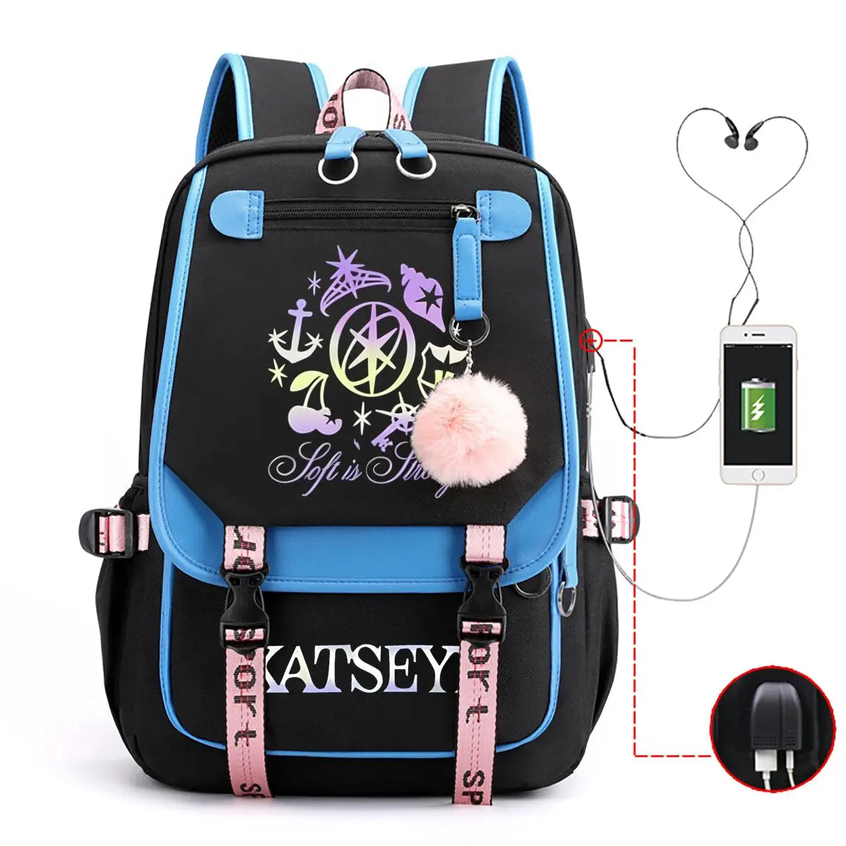 Trendy Girl Group School Bags for Students Girls Large Capacity Travel Book Bag Usb Charging Laptop Backpack Children Backpacks