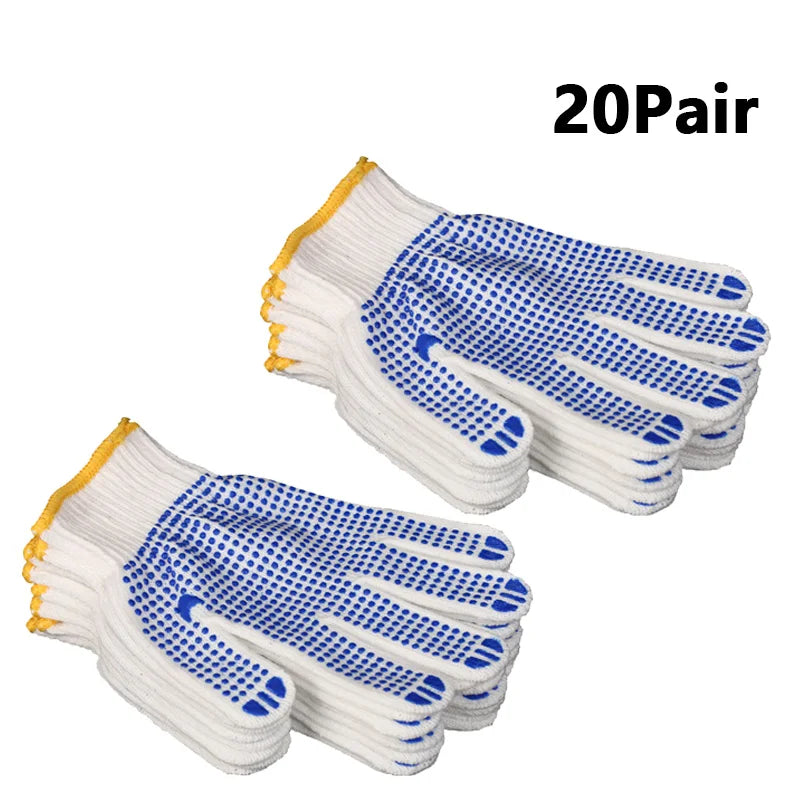 10 pairs of household gardening labor protection elastic rubber dot gloves work professional anti-slip wear-resistant Mittens