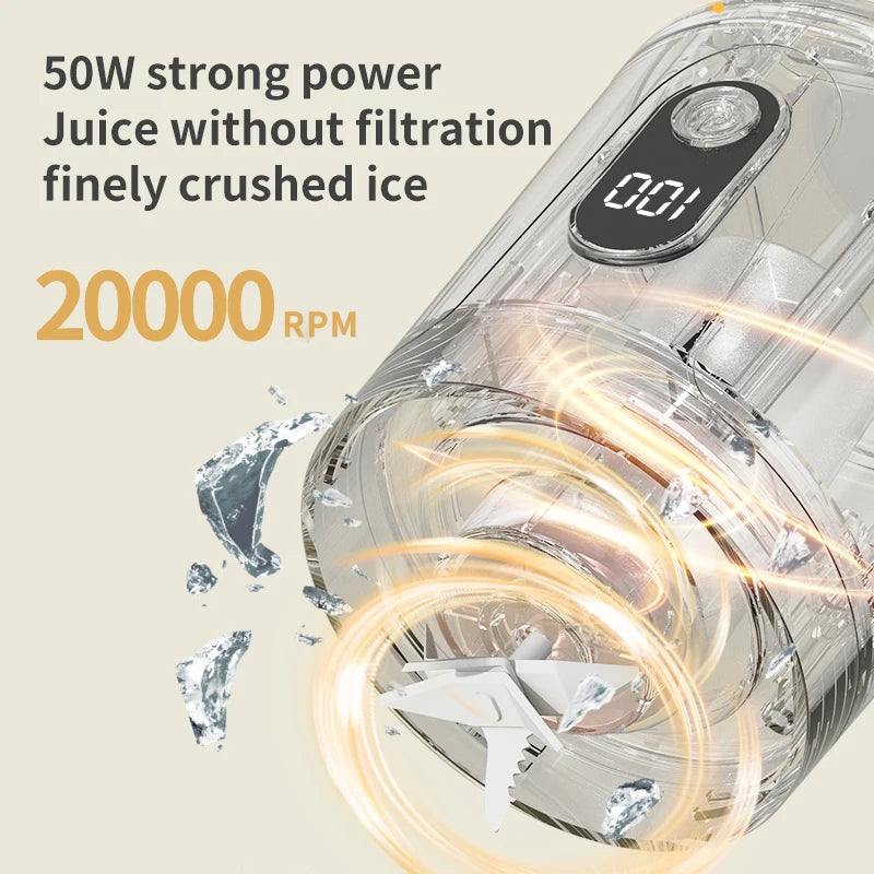 12Blades Portable Blender 2Cups for Travel Portable Electric Juicer Mixer Usb Charge Fresh Fruit Juice Personal Blender Smoothie