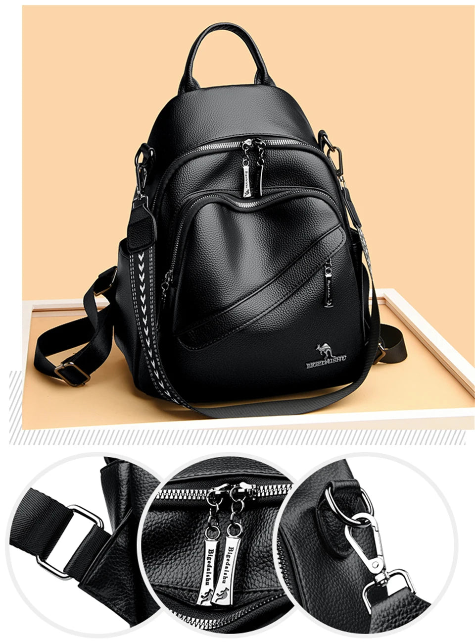 Fashion Backpacks Women Shoulder Bag Simple Rucksack Female Soft Leather Back Pack Ladies Travel Bag Large Capacity School Bags