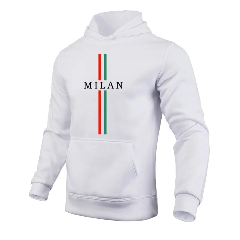 Milan Fashion Men's Hoodies High Quality Hooded Long Sleeved Pullover Male All Season Daily Casual Sports Fitness Sweatshirts