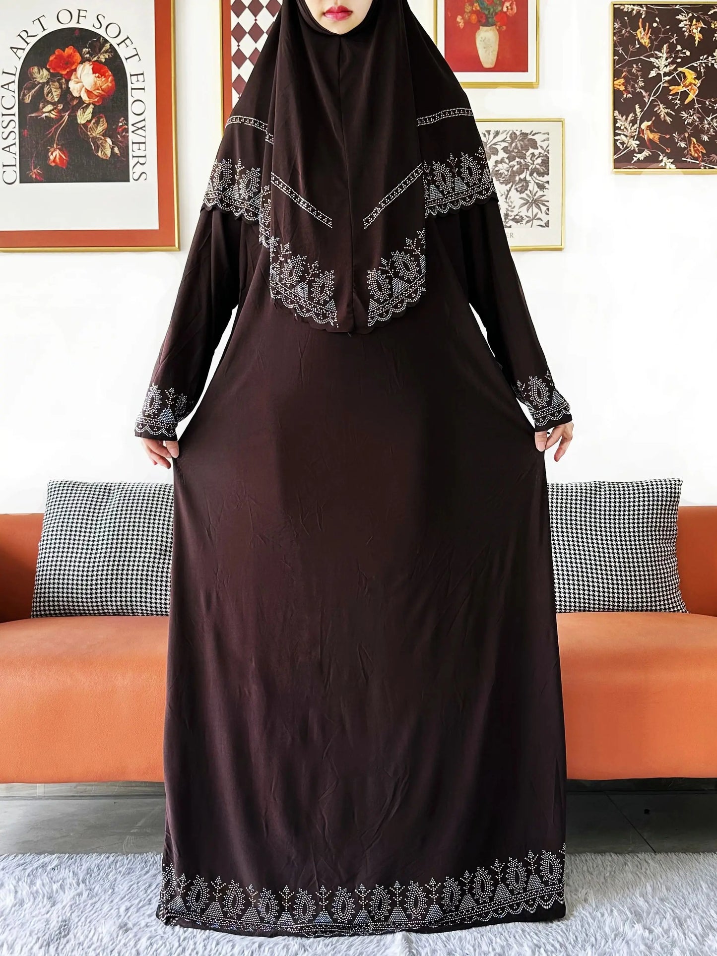 2025 Islamic Women's Hijab Scarf Long Dress Sets Prayer Garment Set Long Khimar Dress And Hijab Combo for Ramadan Daily Wear