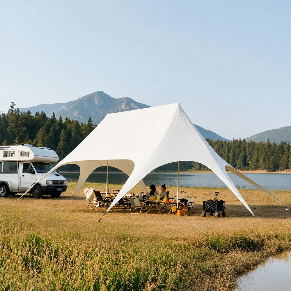 Large Outdoor Canopy Tent Waterproof Sun Shade Shelter Heavy Duty Camping Glamping Tent Backyard Wedding Party Event Tent