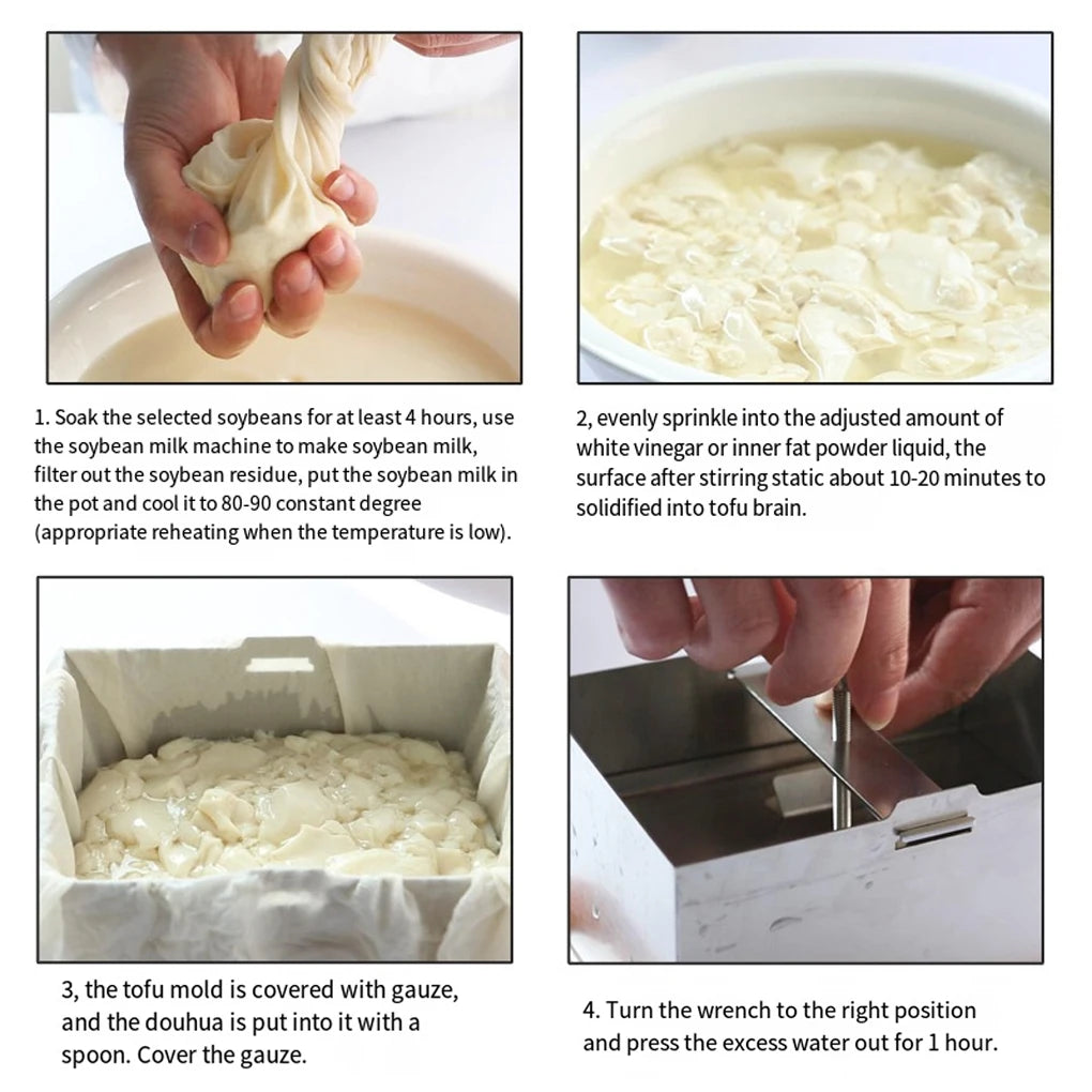 Tofu Press Cheese Making Molds Maker Food Grade Stainless Steel Mold Mould Curd Tool Soybean Box Squeezer Kit Tempeh Presser