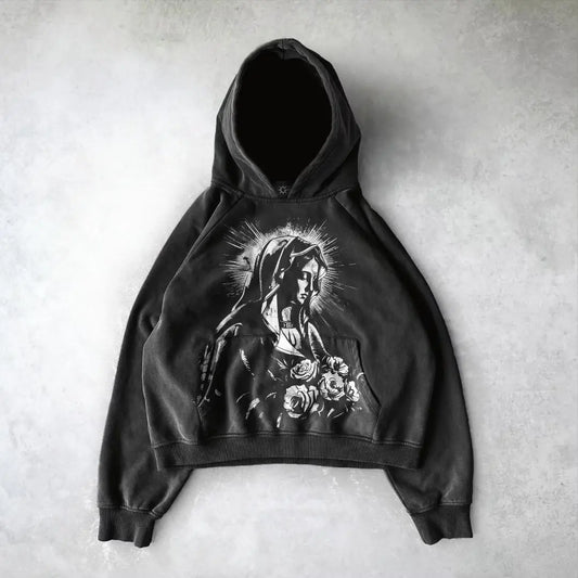 Harajuku y2k gothic pattern hoodie goth oversized hoodies women streetwear tracksuit men couples tops sweatshirt print clothes