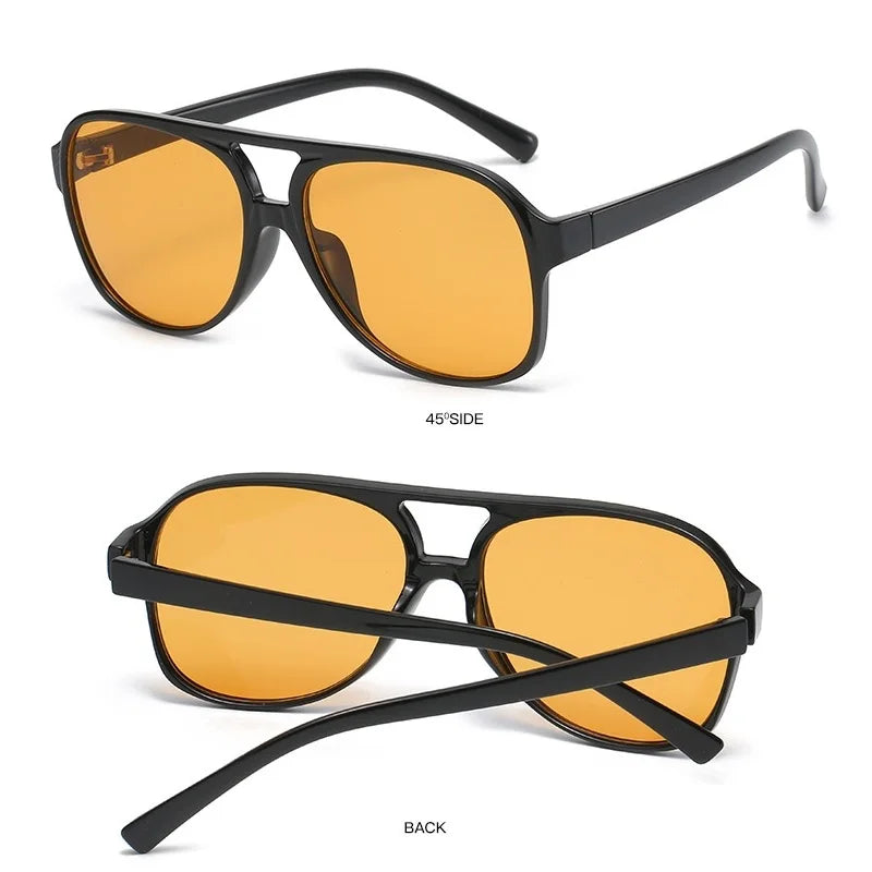 Retro Polarized Sunglasses for Men's Women's Large Frame Classic 90s Vintage Pilot Driving Eyewaer UV400 Protective Sun glasses