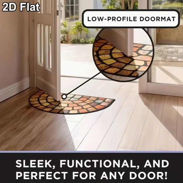 Bohemian Style Floral Semi-circular Carpet Vintage Ethnic Style Floral Carpet Living Room Bedroom Kitchen Entrance Carpet
