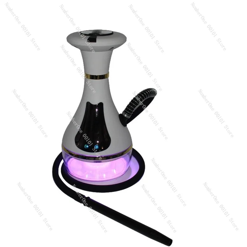 Rechargeable Electronic Hookah Set with LED Light, Portable Smokeless Shisha Machine for Home Party Bar Club, USB Electric Hooka