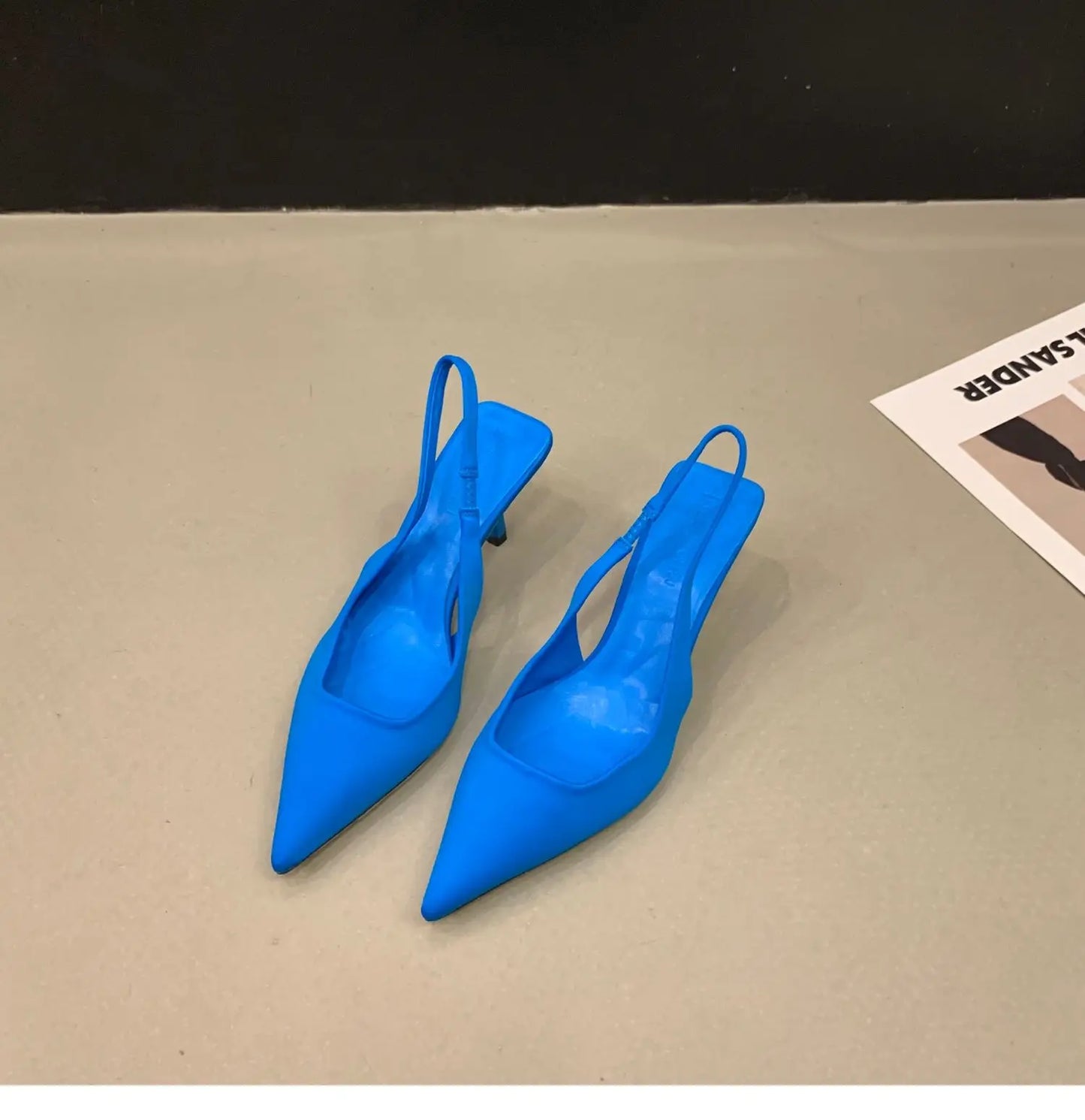 Women Summer Shoes 2024 New Fashion Pointed Toe Stiletto Medium Heel High Heels Women Back Empty Toe Sandals Green Women's Shoes