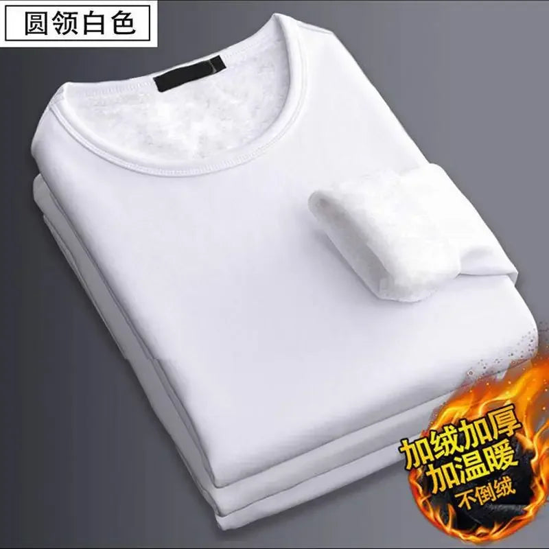 Thermal Underwear Shirt Men V Neck Fleece Sport Tops Autumn Thermo Clothing Comfortable Warm Long-Sleeved 5XL