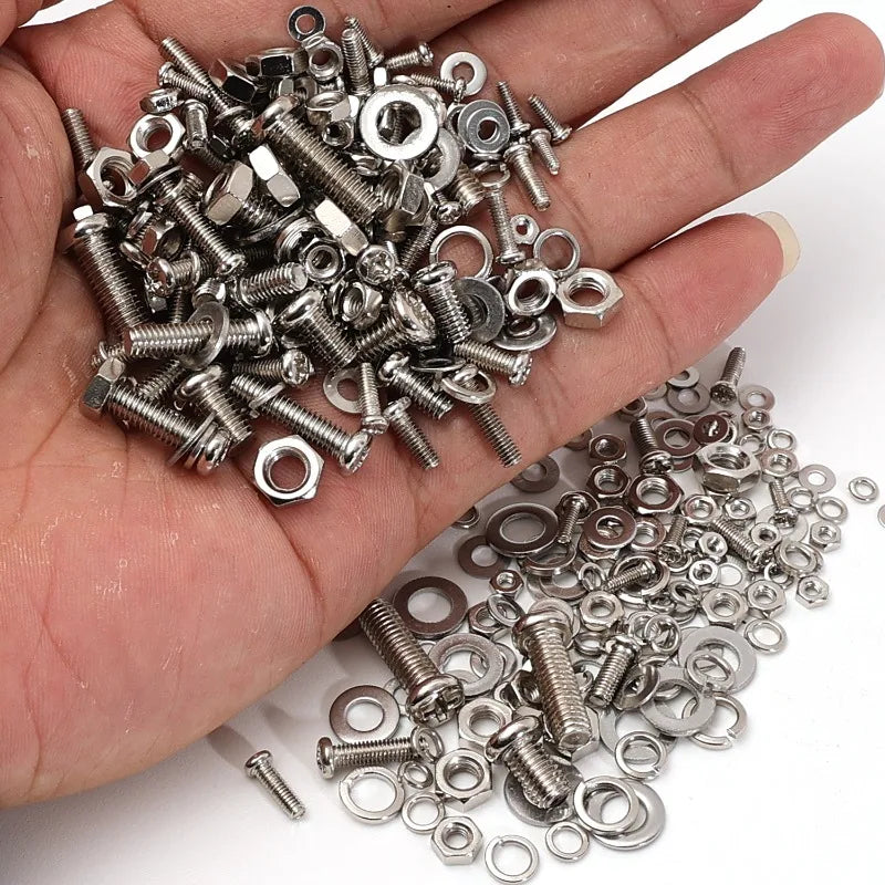 Stainless Steel Screws Nuts Set Cross Slotted Round Flat Washer Bolts Fasteners Nuts And Bolts Hardware Assortment Kits