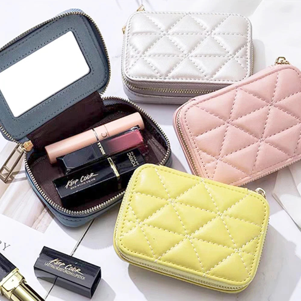 Genuine Leather Woman Coin Purse Luxury Fashion Custom Letter Pouch Mini Key Wallet Luxury Design Earphone Storage Cosmetic Bag