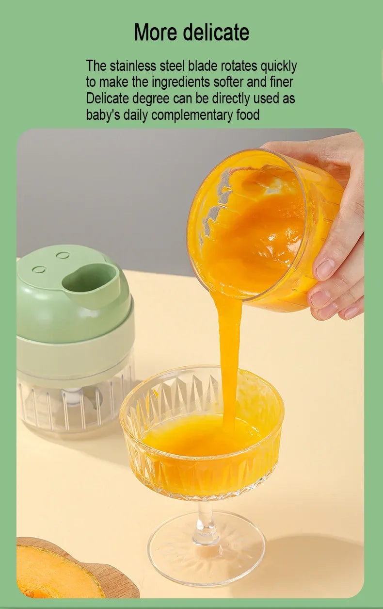 4-in-1 Handheld Fully Automatic Electric Vegetable Slicer, Peeler, Portable Multi-functional Kitchen Tool Blender, Wall Breaker