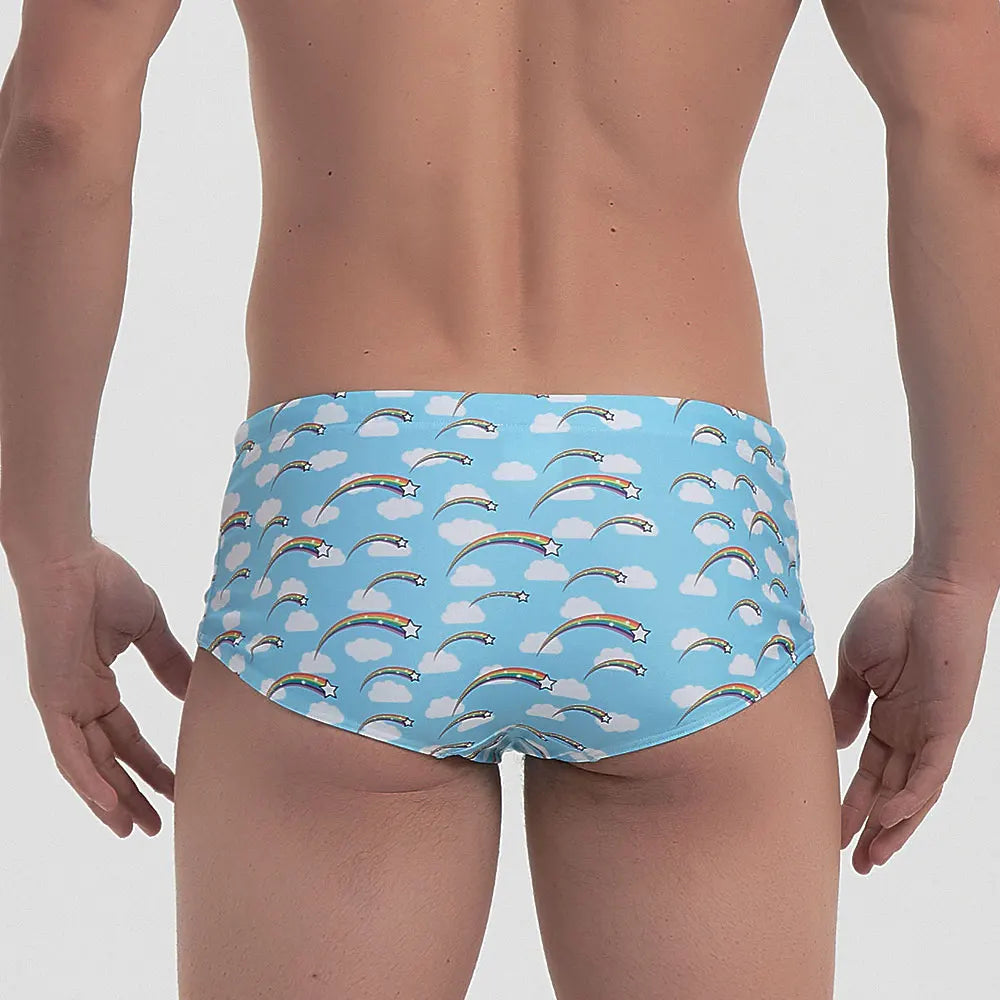 Swimsuits Men's Swim Briefs Bikini Board Surf Shorts Boxer Trunks Sexy Rainbow Swimwear Traditional Cut Beach Bathing Suit