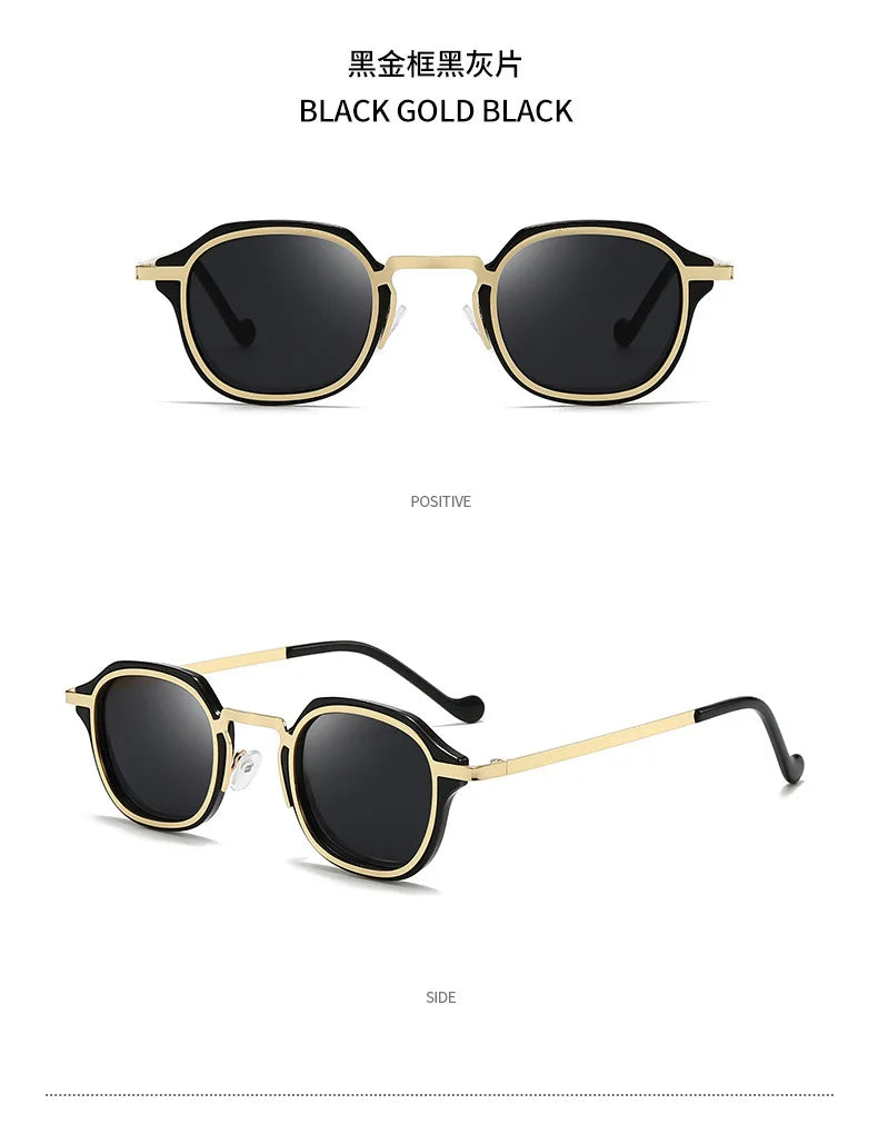 2025 New Small Square Polarized Sun Glasses For Men Women Retro Steampunk Sunglass Metal Frame Eyewear Oculos De Sol UV400 TAC