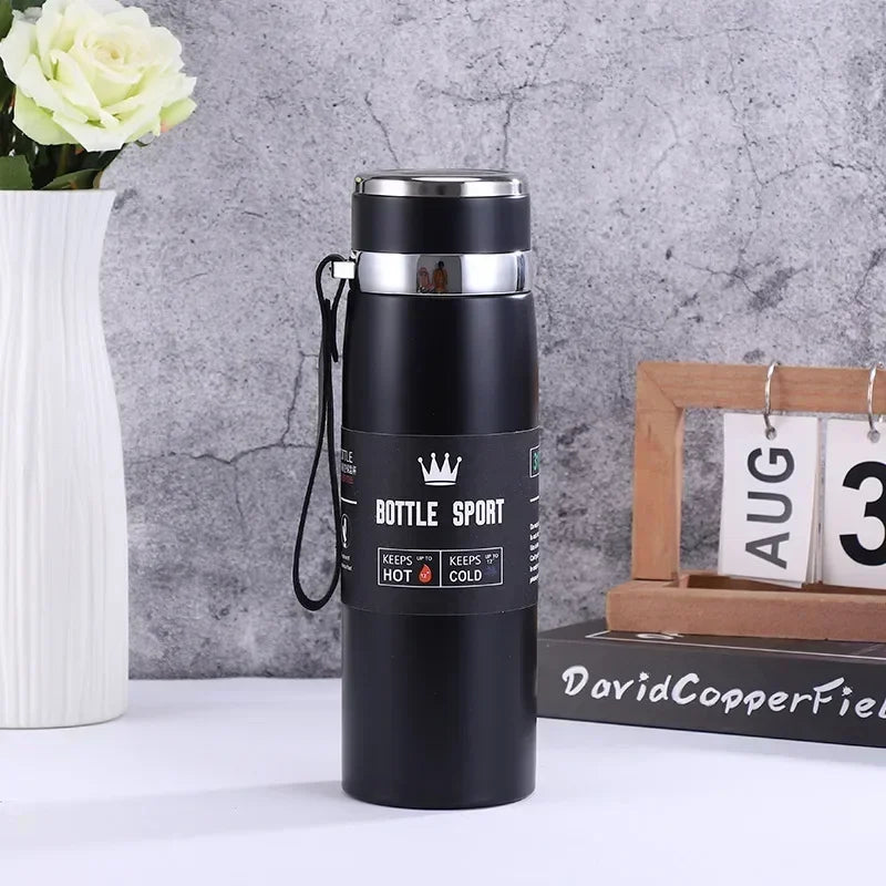 Vacuum Insulated Thermos Water Bottle with Wide Mouth Cup, BPA-Free Stainless Steel Water Bottles Flask for Cold & Hot Drink