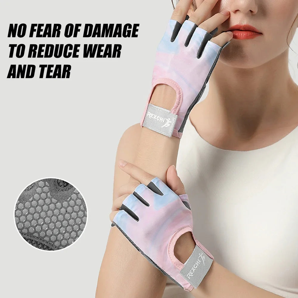 1 Pair Gym Body Building Training Fitness Gloves Sports Weight Lifting Exercise Slip-Resistant Gloves for Women Men Yoga Gloves