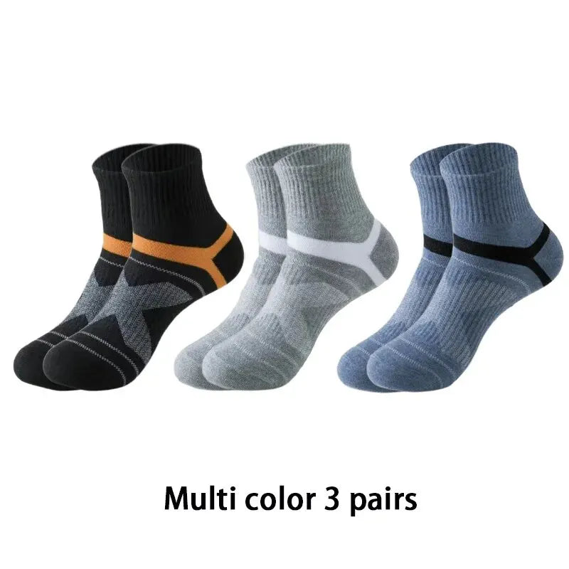 3/5/6 Pairs  Cotton Outdoor Sports Socks, Sweat Absorbing and Odor Resistant Cotton Running Basketball Socks, Trendy Socks