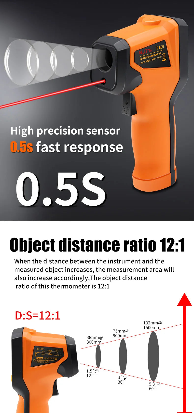 Non-contact Digital Infrared Thermometer Laser Temperature Meter Pyrometer Imager Hygrometer Termometro infrarojo Light Alarm