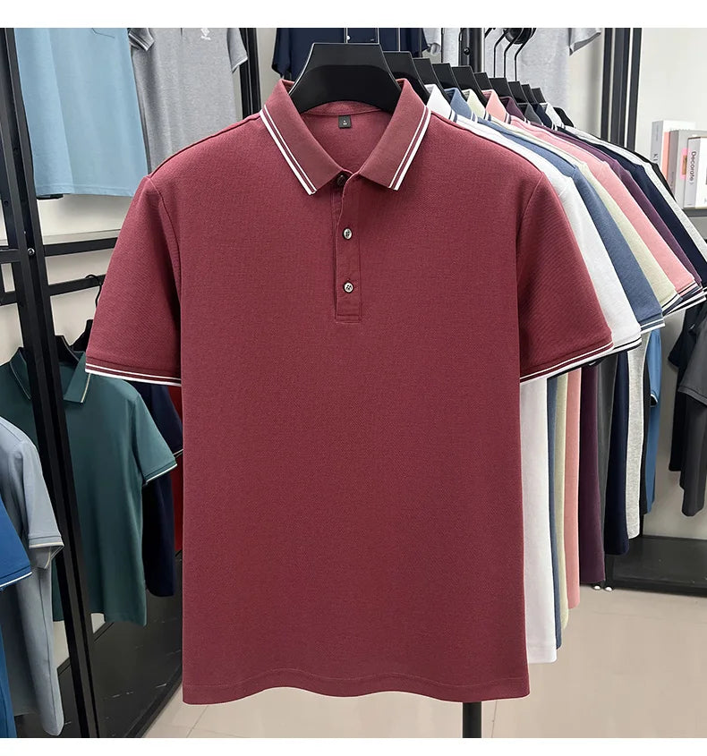 100% pure cotton summer men' luxury brand polo shirt temperament golf short style business casual high-quality T-shirt short top