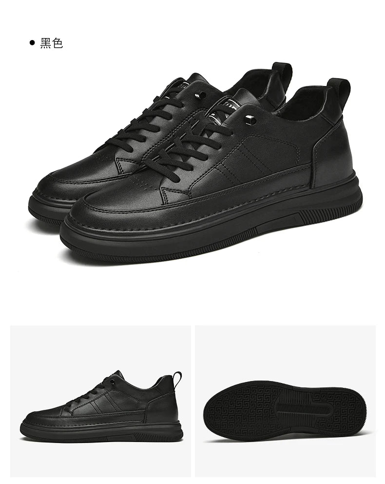 Spring Autumn Men's Inner Heightening Shoes Leather Sports Casual Shoes Invisible Height Increasing Shoes Men Sport Elevator 8CM