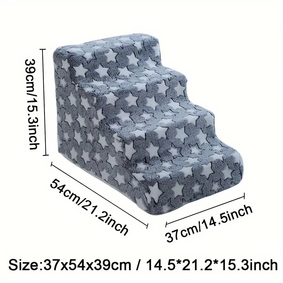 3/4 Pet Steps Foam Dog Secure Stairs Ramps Non-Slip Pet Star Steps for Protect Older Dog Pet with Joint Pain Sofa Bed Ladde Gift