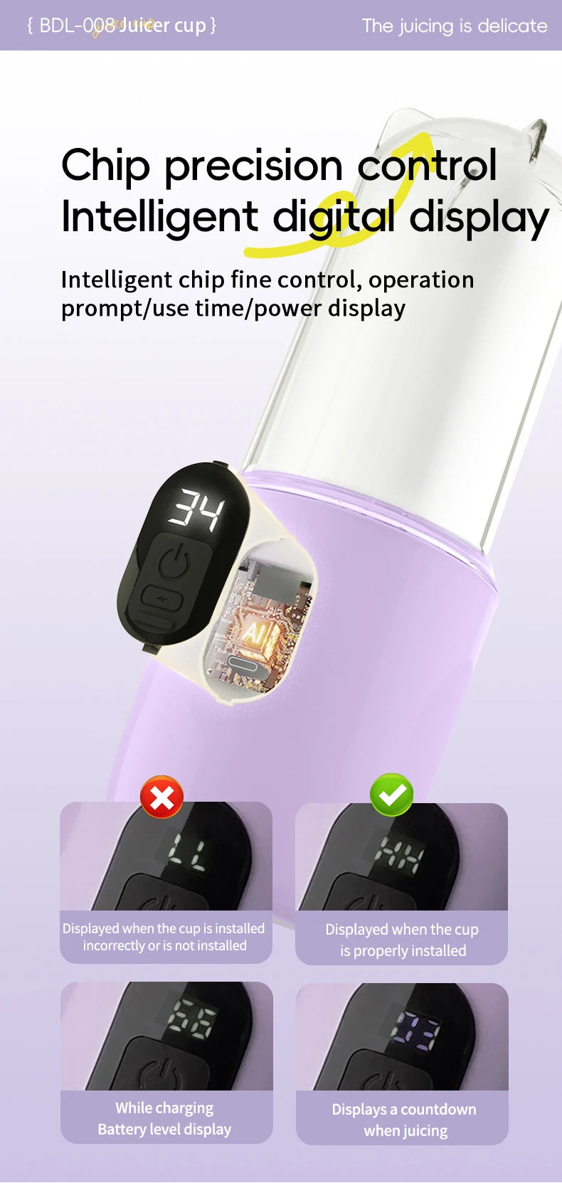Portable Blender USB Rechargeable Cordless Mini Juicer Mixer for Smoothie Shake Protein Travel Sports Bottle Juicer Cup