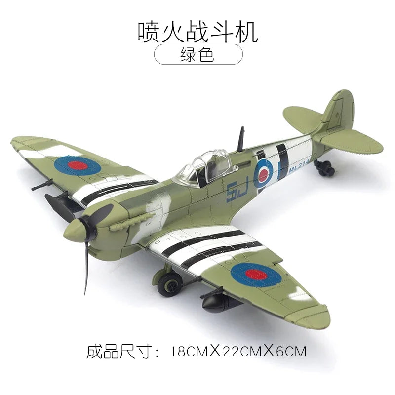 1/48 WWII Fighter Model Pirate Mustang Spitfire Hurricane BF109 4D Assemble Aircraft Plastic DIY Airplane Toy Building Kits