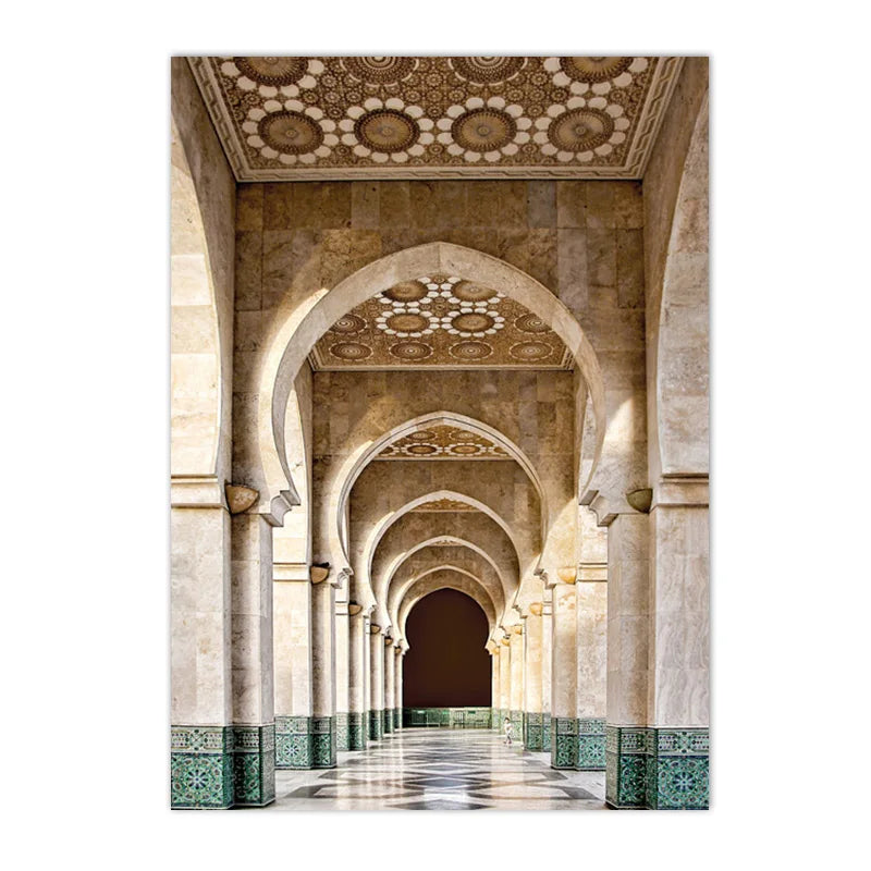 Islamic Morocco Astaka Canvas Painting Mosque No God Except Allah Calligraphy Poster And Print Boho Pictures Living Room Decor