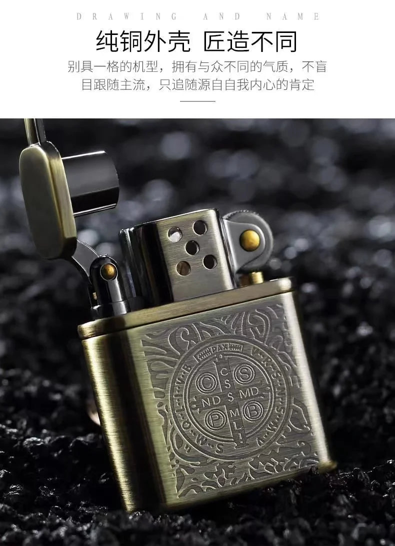 ZORO Vintage Metal Constantini Kerosine Lighter Flint Copper Oil Cigarette Lighter Antique Series Lighter