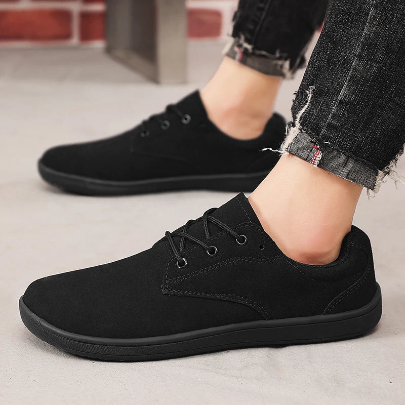 Men's Wide Toe Box Off-road Running Shoes Zero Drop Anti Slip Ultra Wide Walking Shoes Cushioned Denim Boots Large Size 39 48