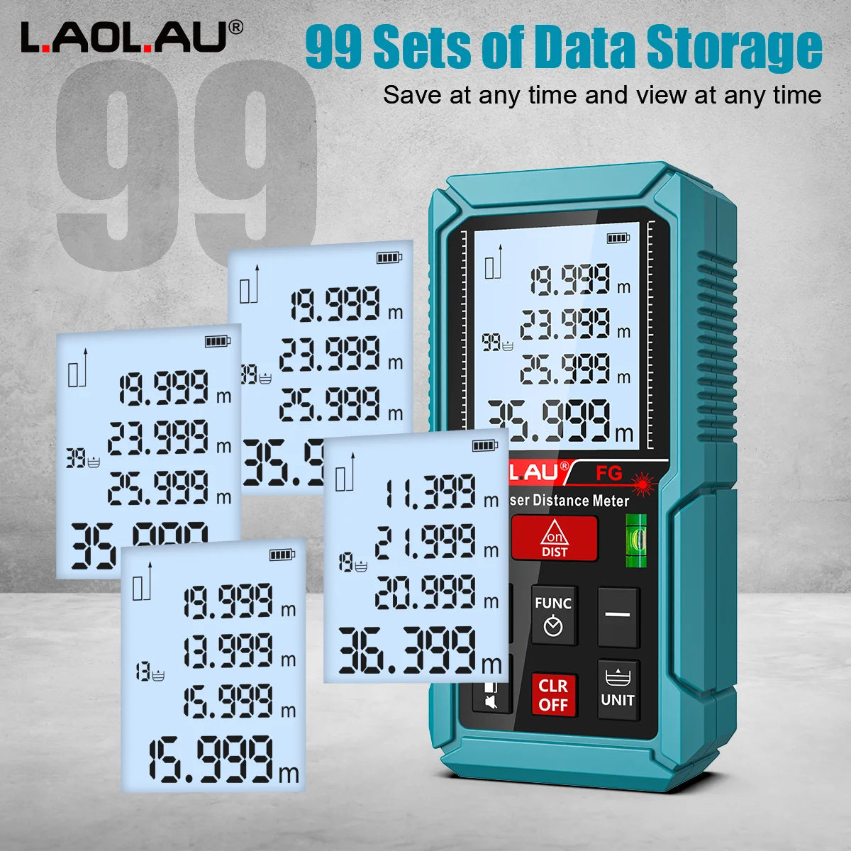 Laser Meter Digital Tape Timer Trigger Measure Tools 50m 100m 150m Laser Distance Meter Bubble Level Handheld Laser Rangefinder