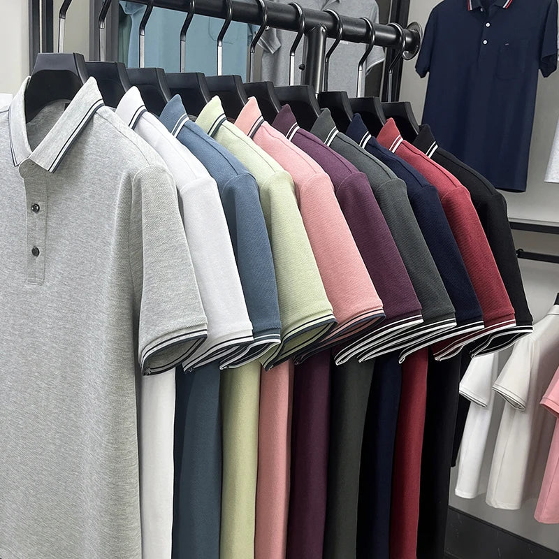 100% pure cotton men's polo shirt summer new fashion casual short sleeve comfortable luxury new simple solid color lapel T-shirt