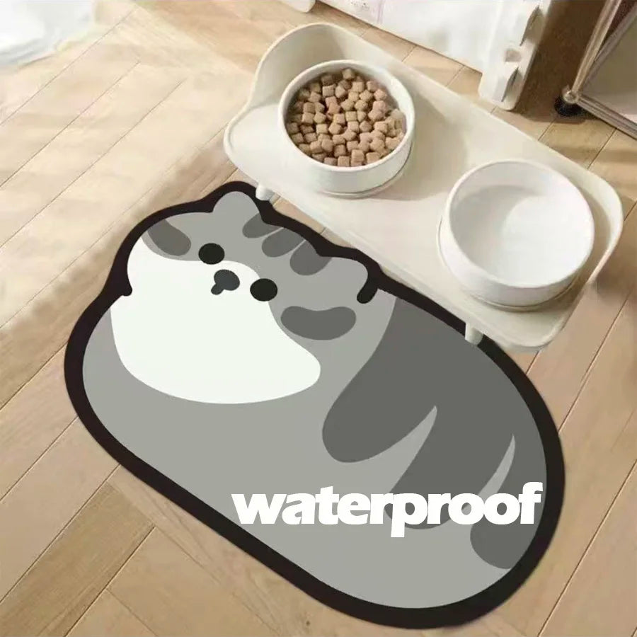 Pet Feeding Mat Waterproof Placemat for Dog & Cat Food & Water Bowls Quick-Dry Rubber Backing